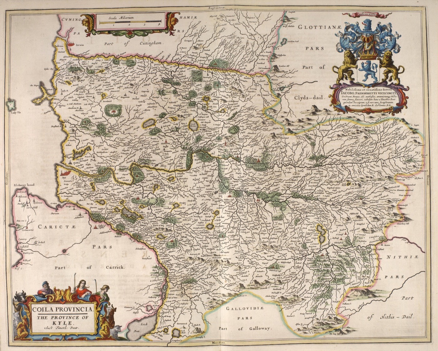 Kyle, the central district of Ayrshire, from the Blaeu Atlas of Scotland, 1654. A Craig held land here by 1323, and Fairbairn's index still places two nineteent