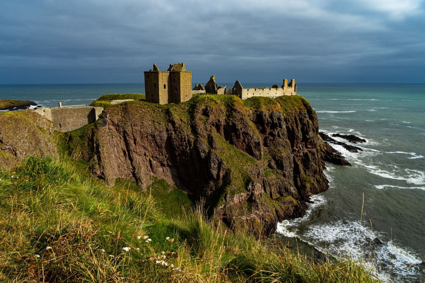Dunnottar Castle on its sea rock south of Stonehaven, the Keiths' great fortress from the late fourteenth century until the earldom was forfeited in 1716. Photo