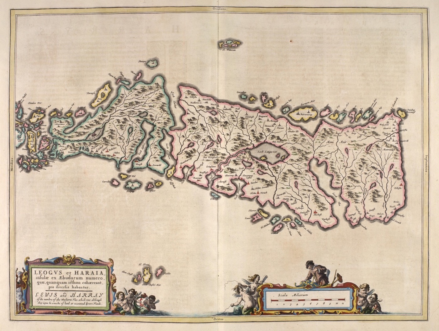 Leogus et Haraia — Lewis and Harris, from the Blaeu Atlas of Scotland, 1654. Public domain.