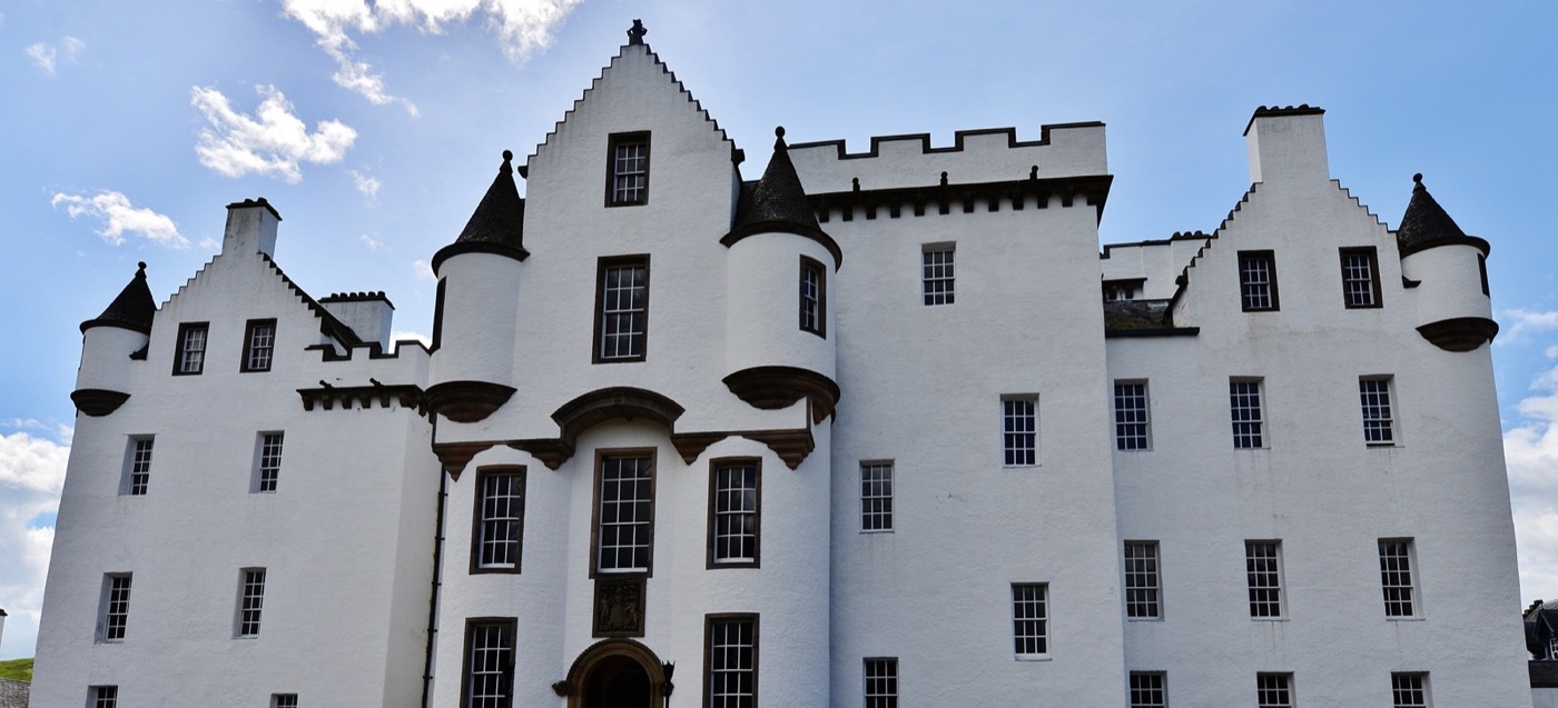 Blair Castle, seat of the Murray Dukes of Atholl since 1629: captured and held by Cromwell's occupying forces from 1652 to 1660, and still a Murray home today. 