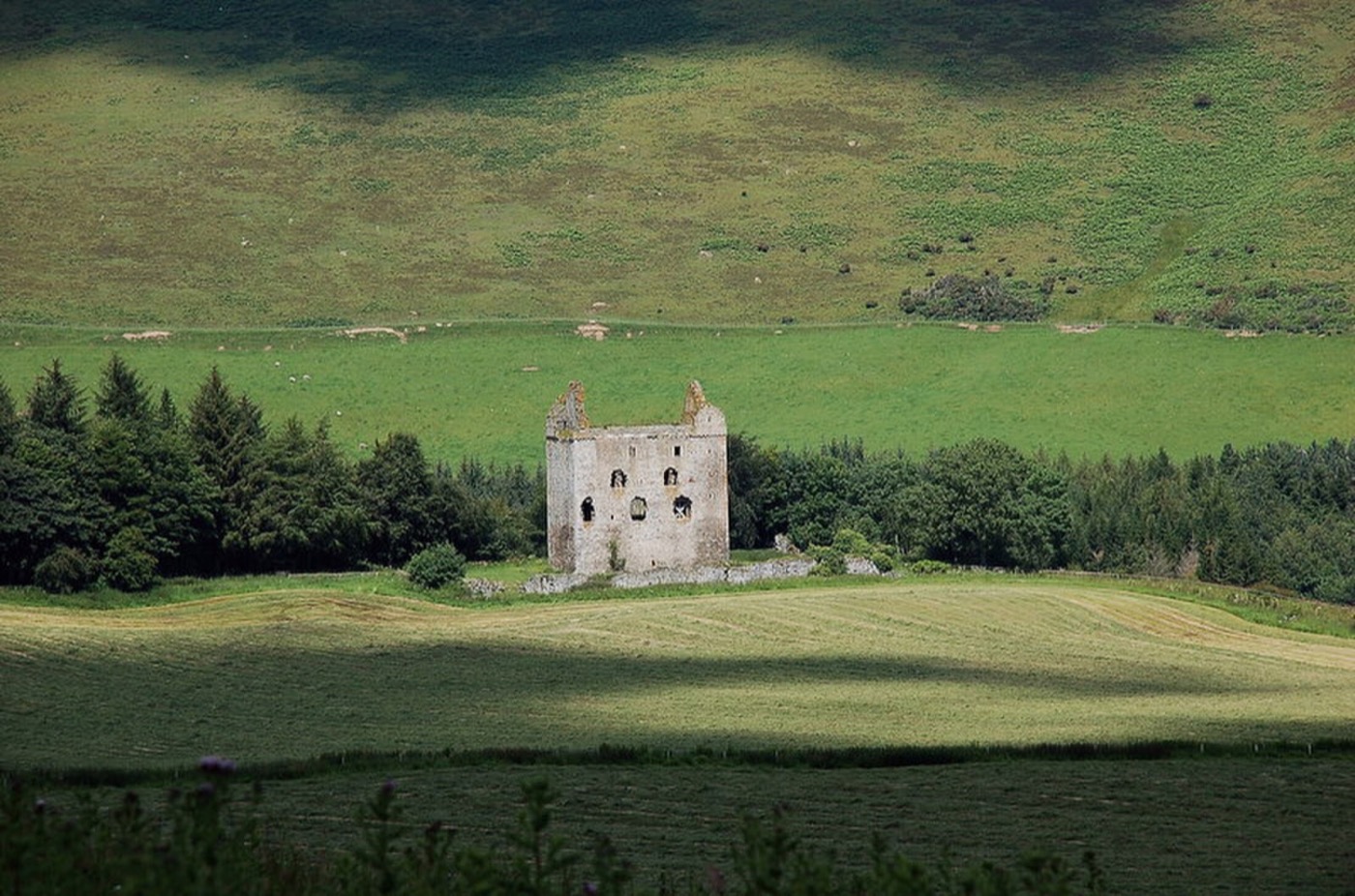 Newark Castle in the Yarrow valley, the Buccleuch tower Sir Walter Scott set his own Lay of the Last Minstrel inside. Photograph by Jim Barton, CC BY-SA 2.0.