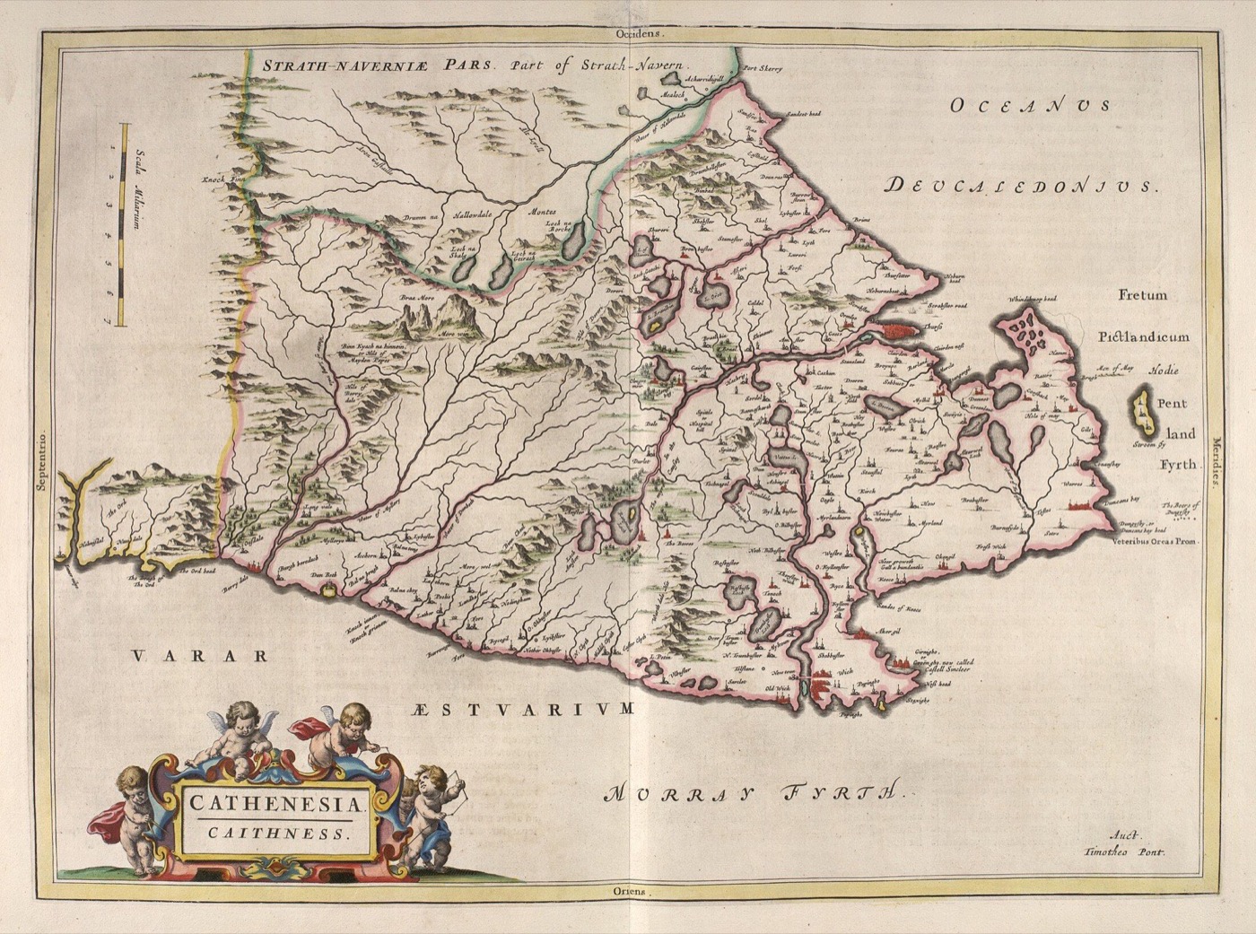 Caithness, in Joan Blaeu's Atlas of Scotland, 1654: the county the Sinclair earls ruled from Castle Sinclair Girnigoe for the best part of two centuries. Nation