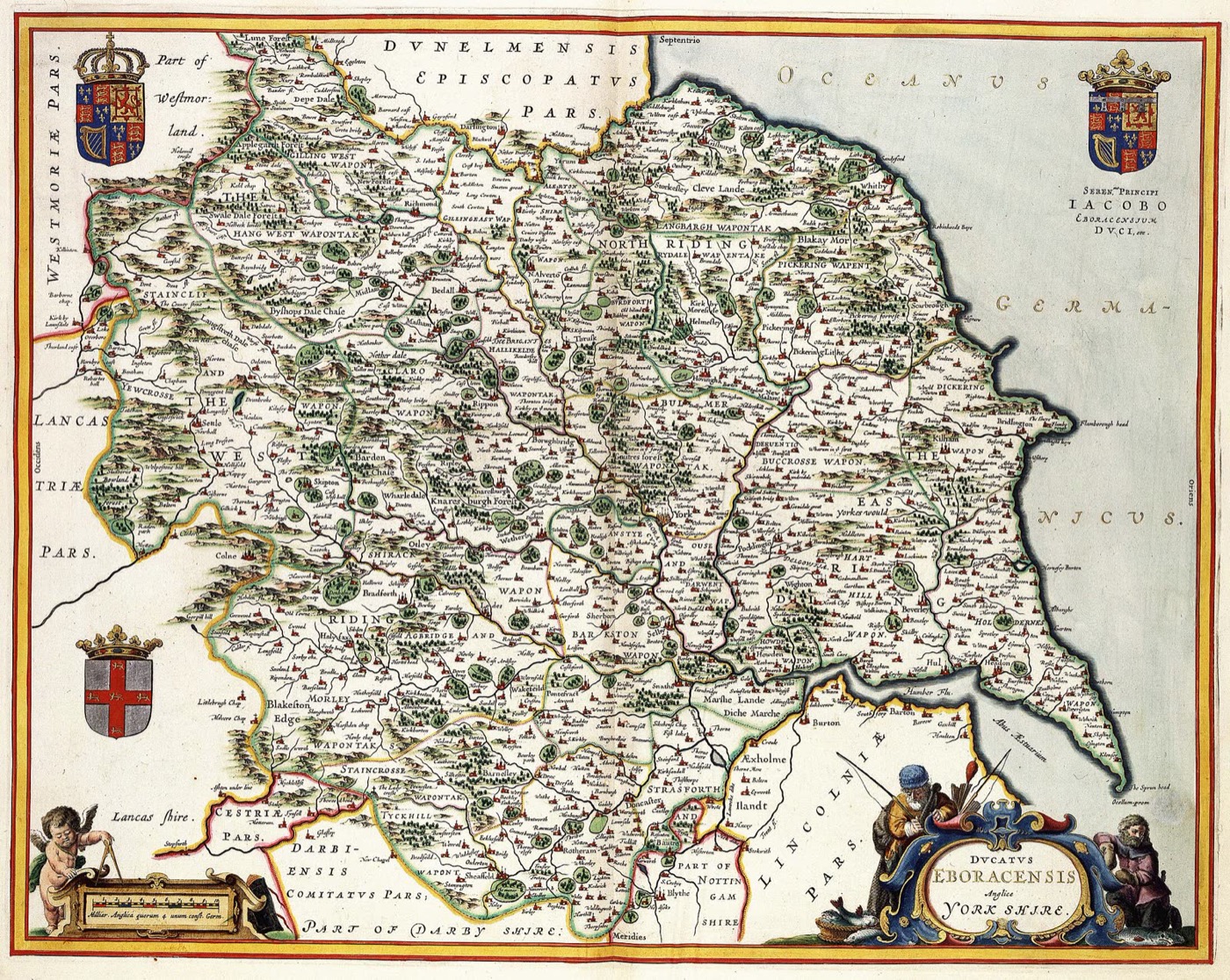 Yorkshire, seat of the Swanns of Askham Hall, Atlas Van der Hagen, 1646. Sir Michael Swann was later Chancellor of the University of York, a few miles east. Kon