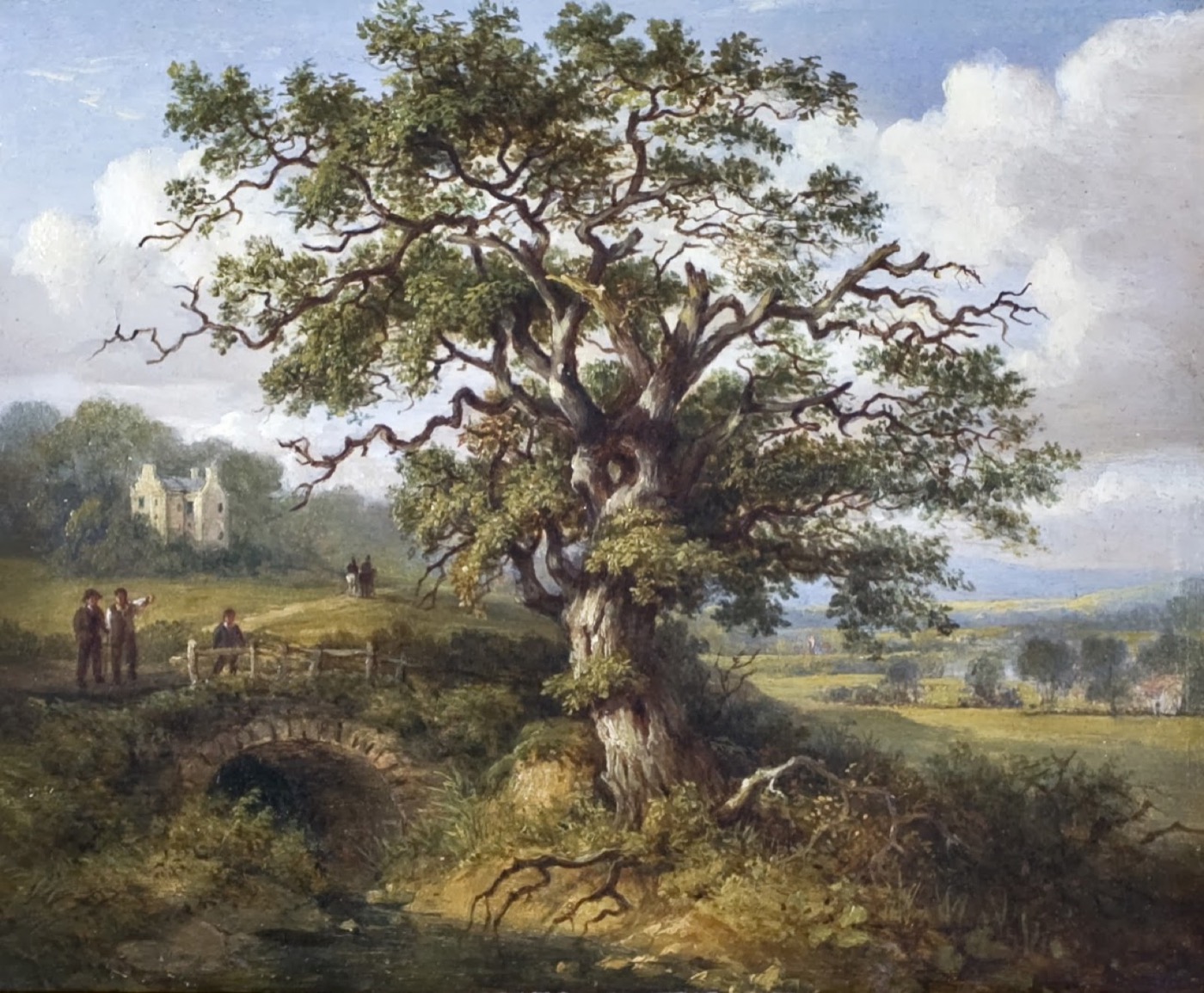 The Wallace Oak at Elderslie — Jane Nasmyth, oil, c. 1850. Measured in 1825 at sixty-seven feet high and twenty-one feet round the base; hacked at by relic hunt